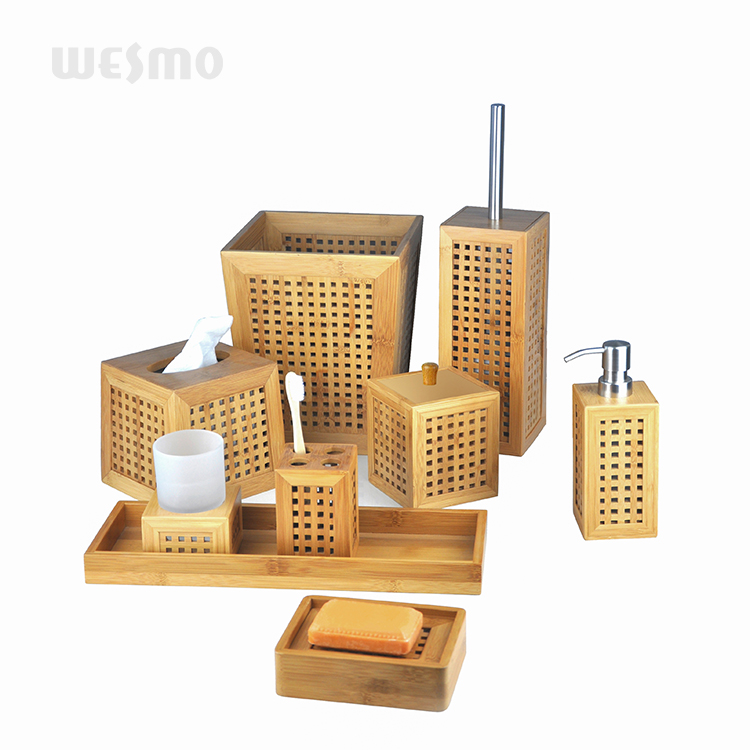 Eco-friendly bathroom accessory set bamboo accessories soap dispener 
